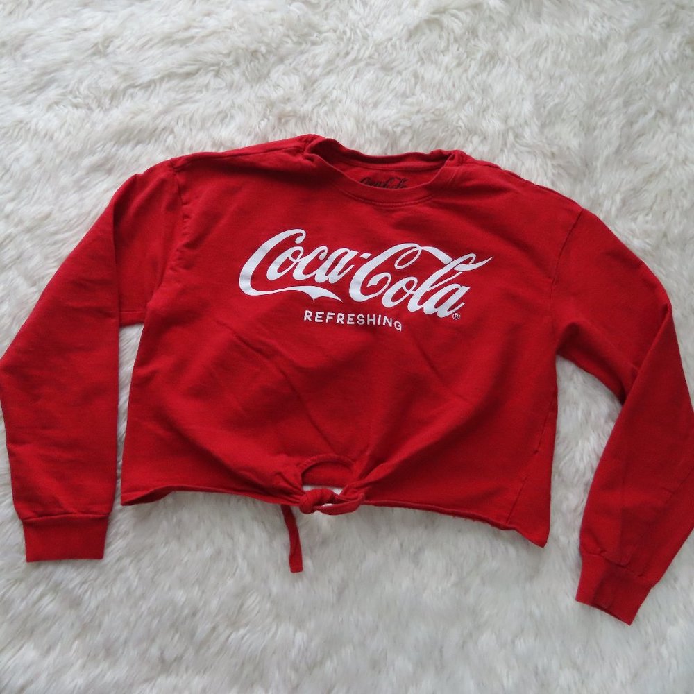 Red Coca-Cola Long Sleeve Crop Top